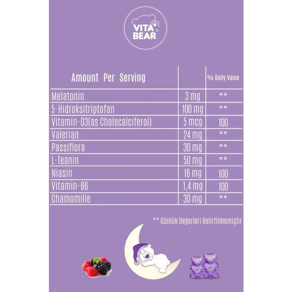 Vita Bear Sleepy Bear Gummy 3 mg Melatonin Vitamin 60\’lı